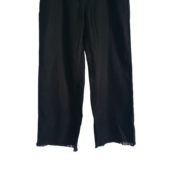 'S Max Mara Cervia Fringe Linen Pants In Black Size 16 - Picture 3 of 9